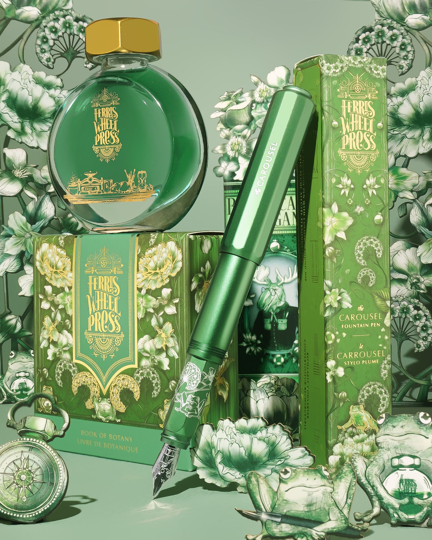 Aluminum Carousel Fountain Pen - Book of Botany