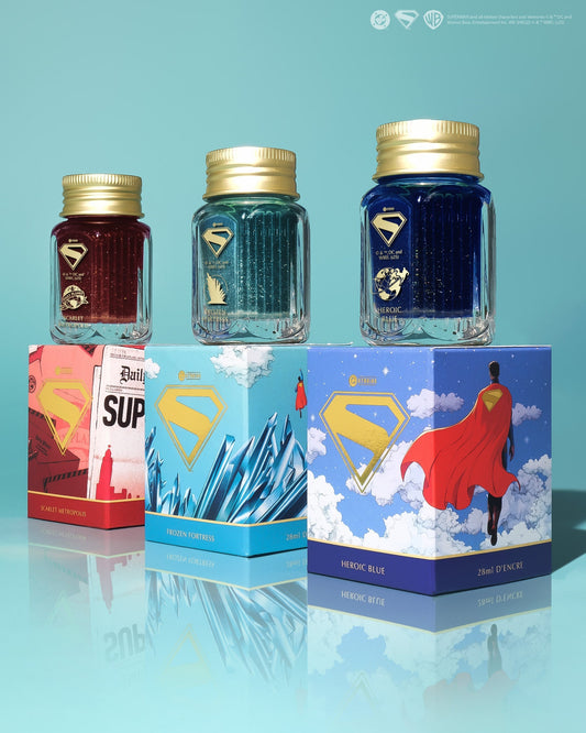 Superman 28ml Ink set + Modern Antiques Polished Inkwell