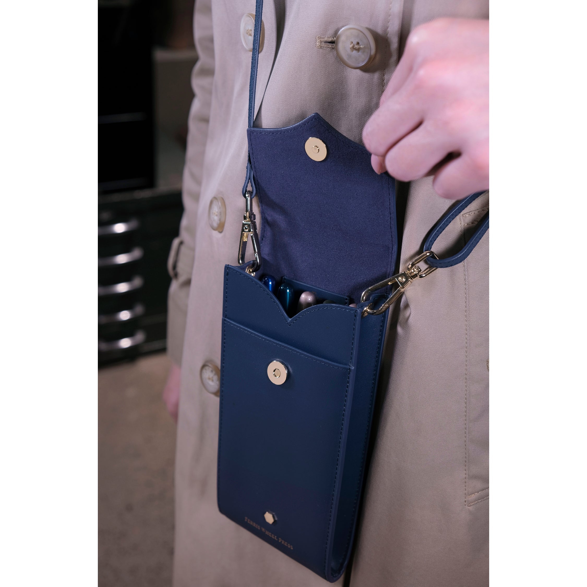 Leather Stationery Collection - The Pendant Purse / Navy